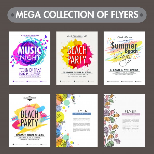 626x626 Mega Collection Of Six Different Party Flyers Or Templates Design