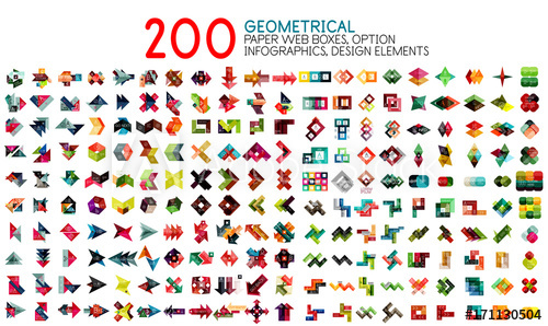 500x298 Vector Mega Collection Of Geometric Paper Style Banner Templates