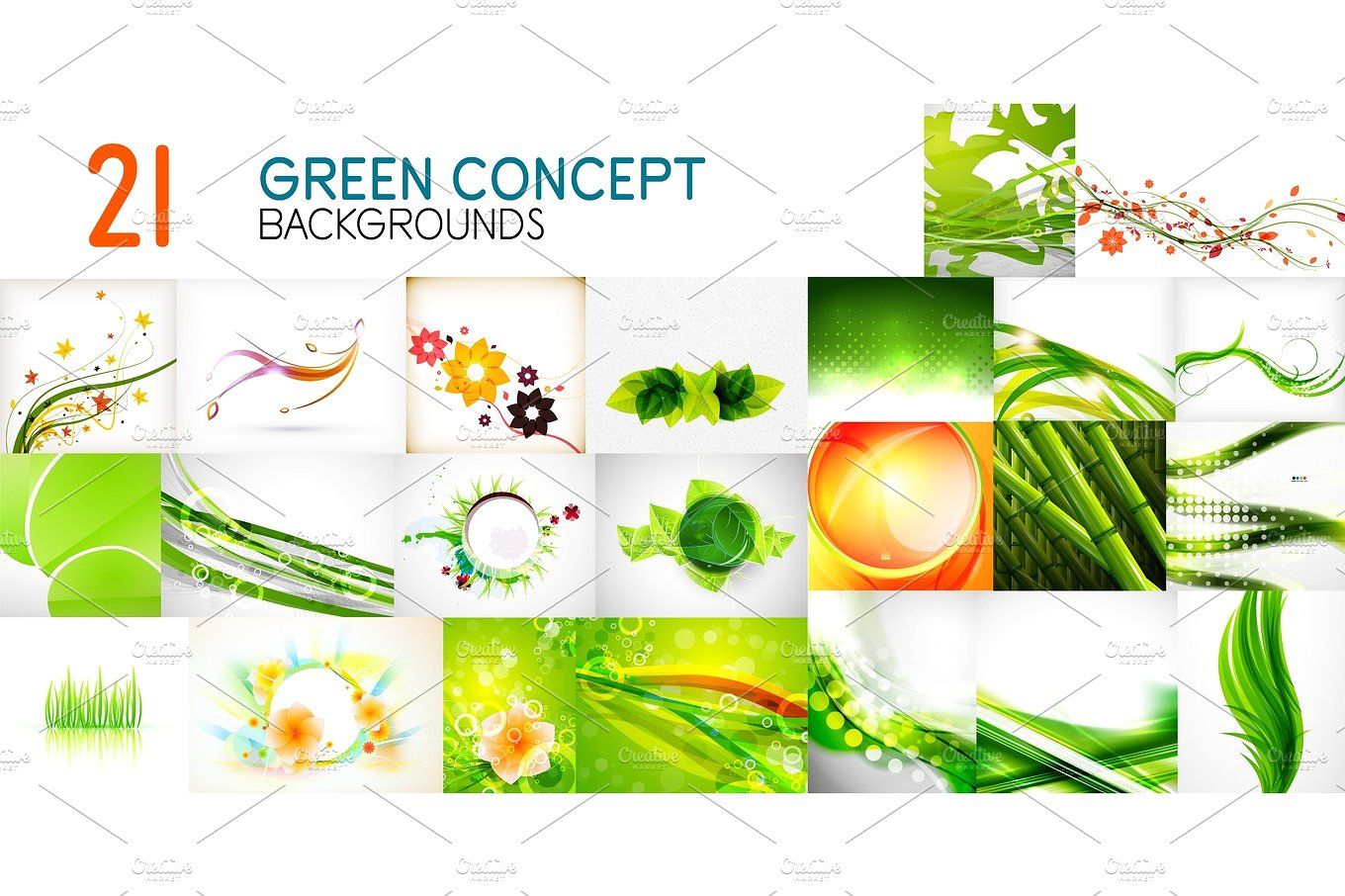 1360x906 Vector Mega Collection Of Green Shiny Waves, Swirls, Flowing