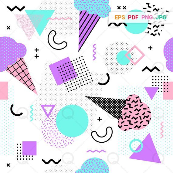 Patterns Vector Memphis Style Ice Cream Background Retro 570x570 Patterns Vector Memphis Style Ice Cream Background Retro