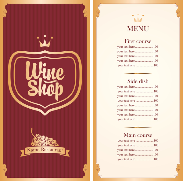 600x593 Wine Menu List Template Vector Material Free Download