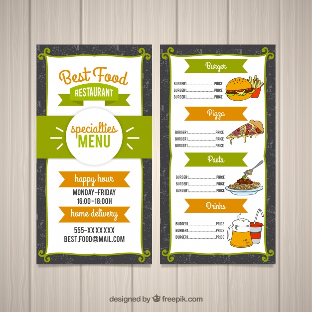 626x626 Food Menu Design Vector Free Download