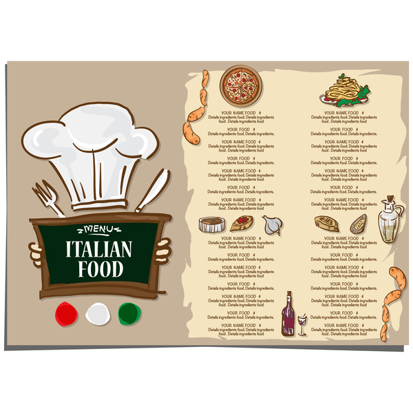 600x600 Italian Food Menu Template Vector Design Free Download