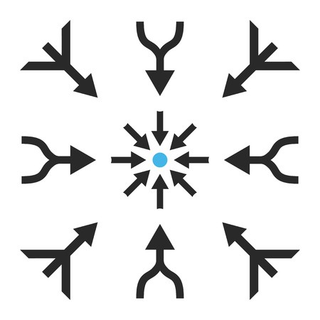 450x450 Merge Arrows Vector Icon Set Collection Style Is Bicolor Blue