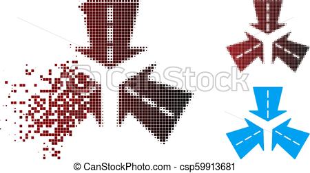 450x252 Moving Pixel Halftone Merge Directions Icon Vector Merge