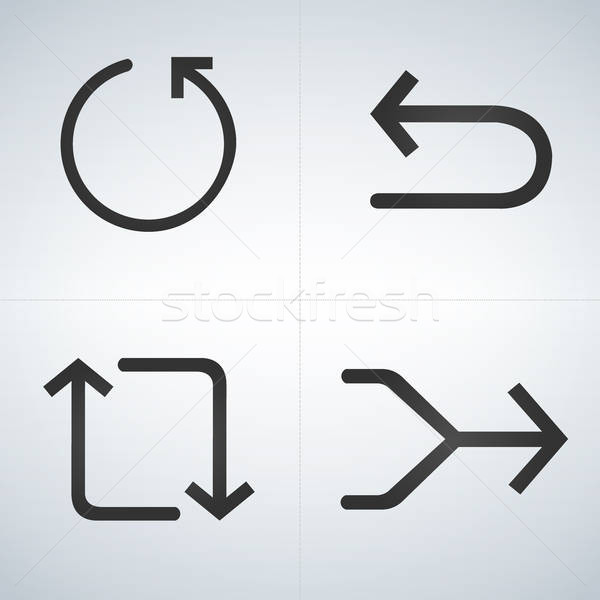 600x600 Set Of Flat And Black Arrows For Back, Replay, Merge Vector