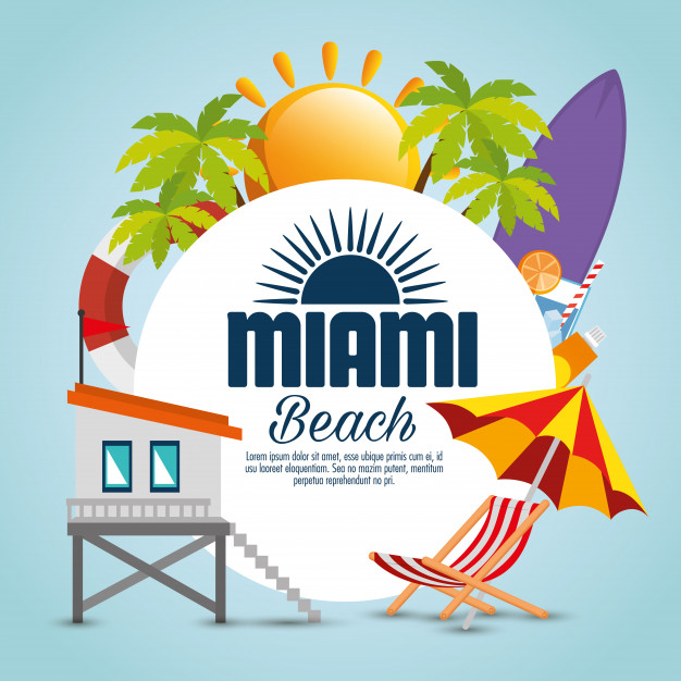 Miami Beach Summer Icons Vector Illustration Design Vector 626x626 Miami Beach Summer Icons Vector Illustration Design Vector