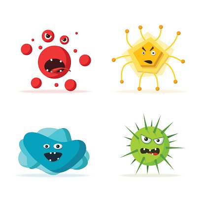 Set Of Bacteria Cartoon Vector Microbiology Premium Clipart 416x416 Set Of Bacteria Cartoon Vector Microbiology Premium Clipart