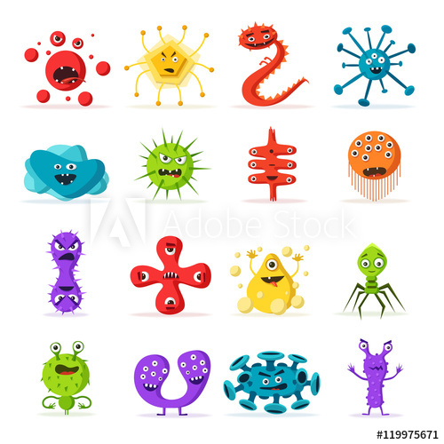 Set Of Bacteria Characters Cartoon Vector Illustration 500x500 Set Of Bacteria Characters Cartoon Vector Illustration