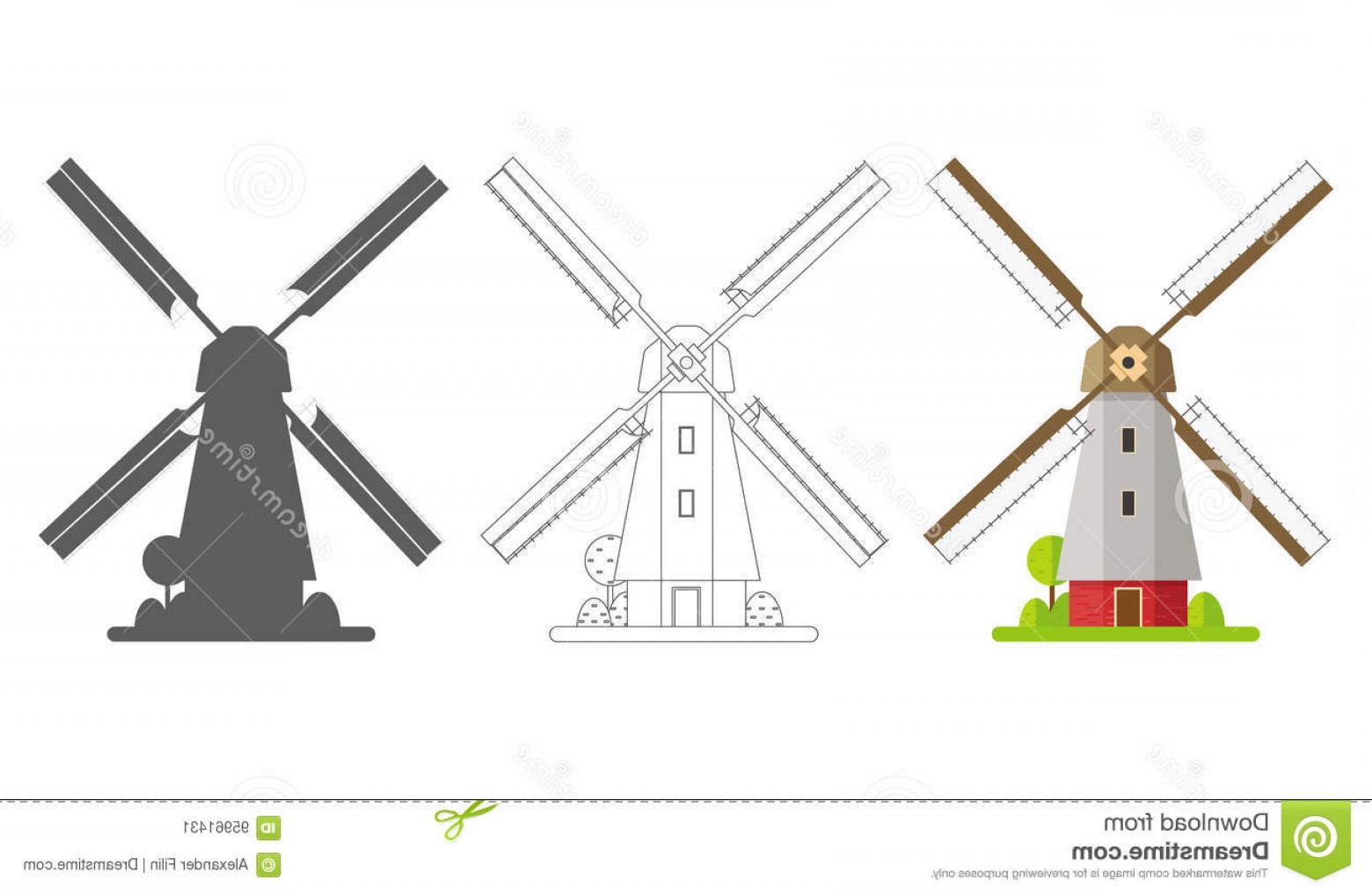 Stock Illustration Colored Silhouette Contour Mill Isolated White 1560x1017 Stock Illustration Colored Silhouette Contour Mill Isolated White