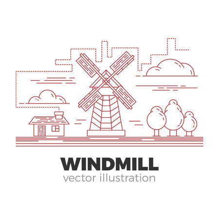 Countryside Windmill In Farmland Illustration Isolated Elements 450x450 Countryside Windmill In Farmland Illustration Isolated Elements