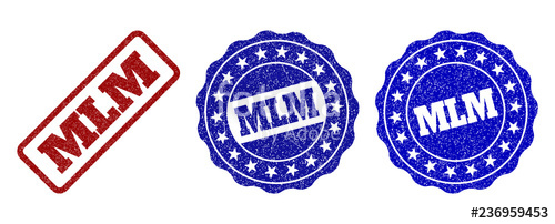 500x202 Mlm Grunge Stamp Seals In Red And Blue Colors Vector Mlm Labels