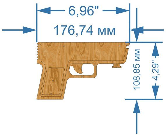 570x471 Vector Gun Wooden Rubber Band Gun Plans Dxf Cnc Cutting