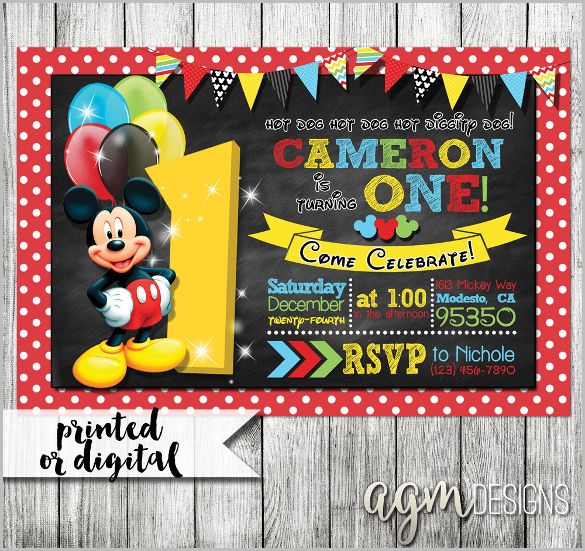 585x551 Mickey Mouse Invitation Template