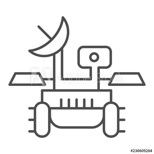 500x500 Mars Rover Thin Line Icon Research Module Voyager Vector
