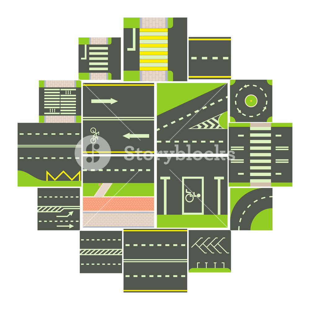 1000x1000 Road Constructor Module Icons Set Cartoon Illustration Of Road