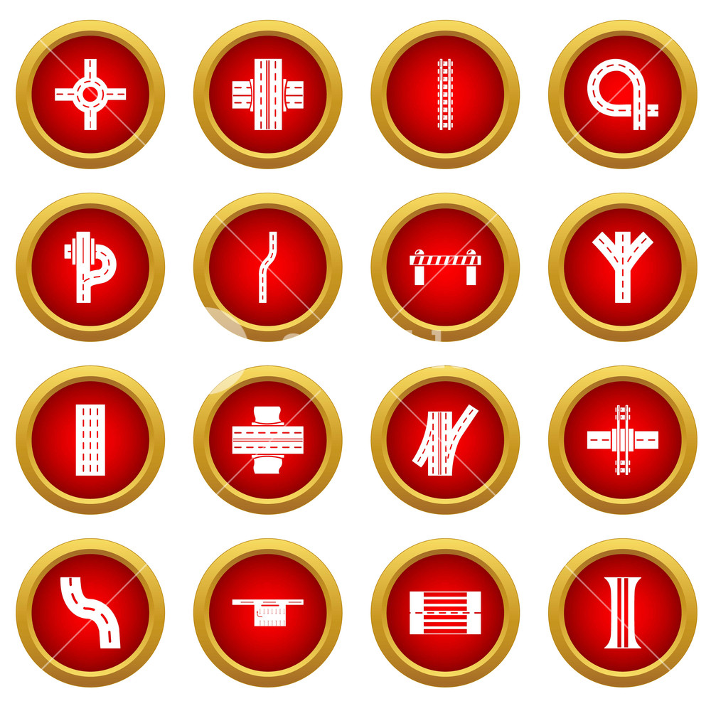1000x1000 Road Parts Constructor Icons Set Simple Illustration Of Road
