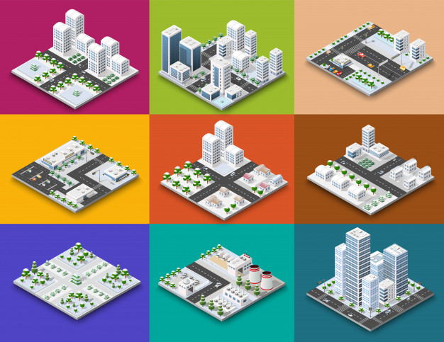 626x483 City Module Creator Isometric Concept Of Urban Vector Premium