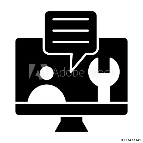 500x500 Computer With Symbol Repair Service On Screen Solid Icon Tech