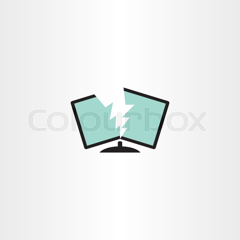 800x800 Broken Monitor Computer Repair Logo Stock Vector Colourbox