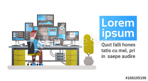 500x275 Man Working In Data Center Room Hosting Server Computer Monitoring