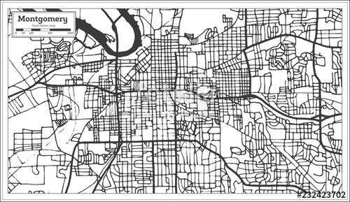 500x289 Montgomery Alabama Usa City Map In Retro Style Outline Map