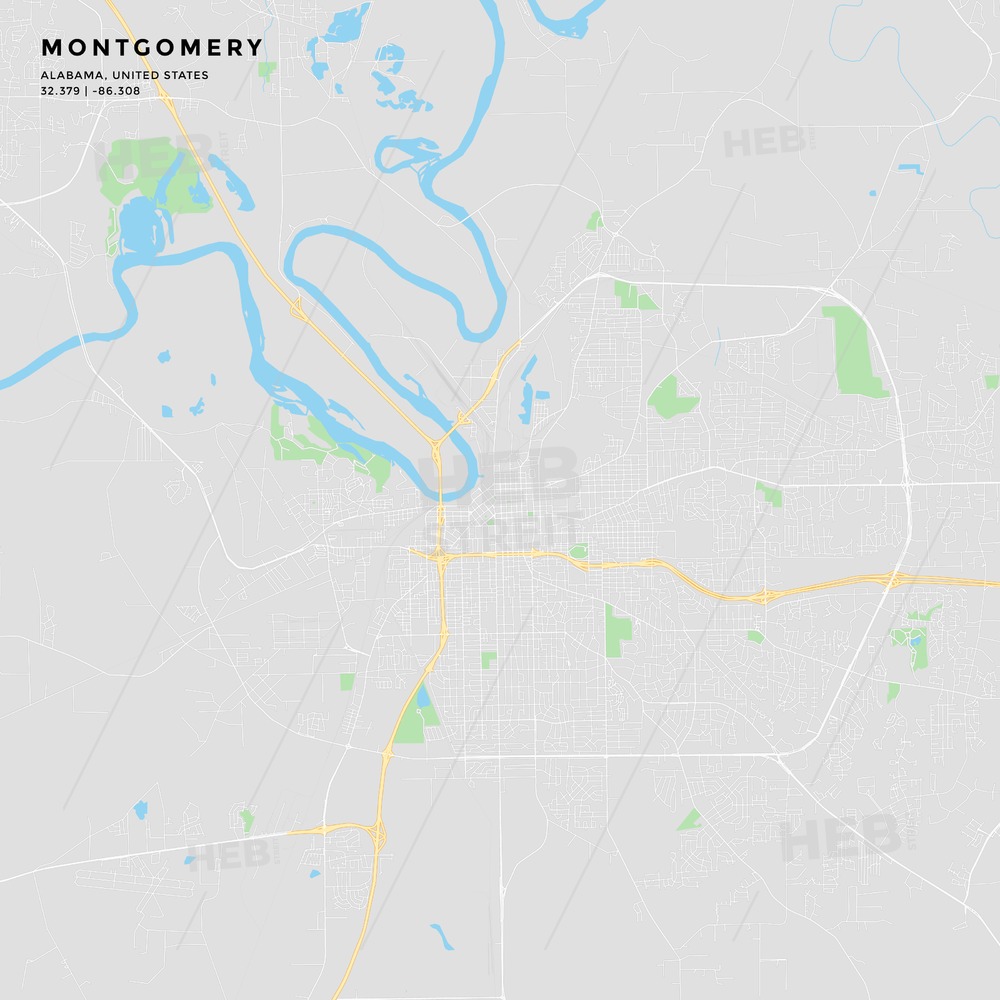 1000x1000 Printable Street Map Of Montgomery, Alabama Hebstreits Sketches