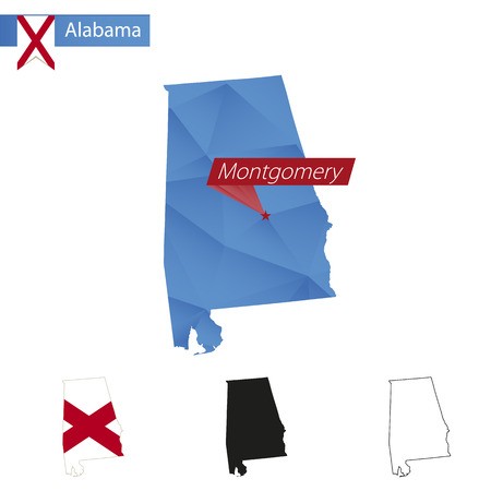 450x450 State Of Alabama Blue Low Poly Map With Capital Montgomery