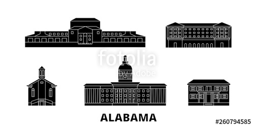 500x250 United States, Montgomery Flat Travel Skyline Set United States