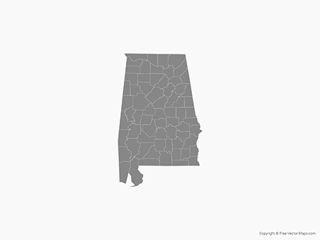 460x345 Vector Map Of Alabama With Counties