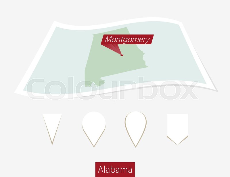 800x615 Curved Paper Map Of Alabama State With Stock Vector Colourbox