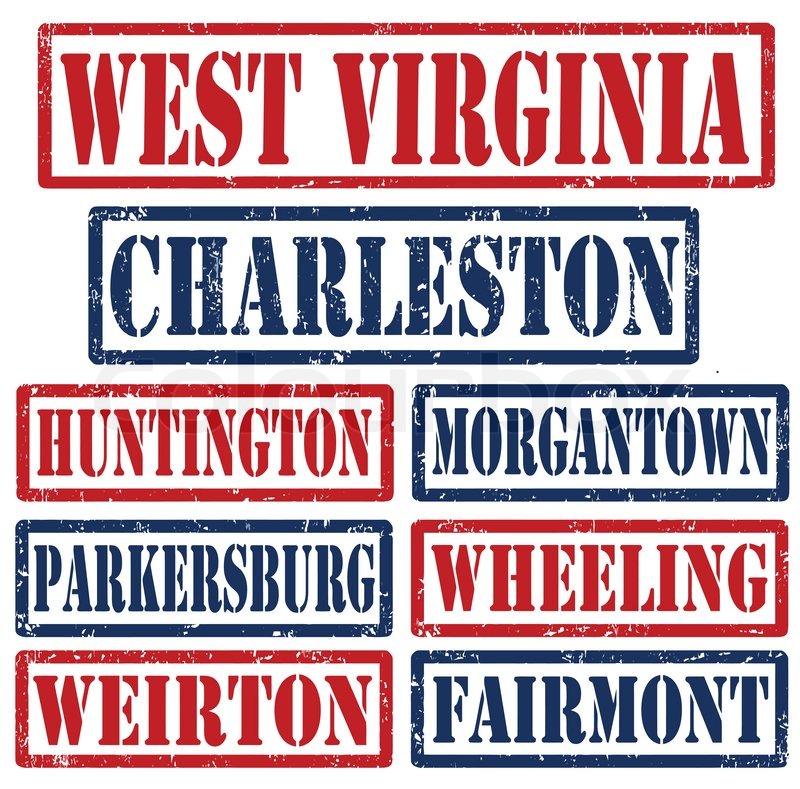 800x789 West Virginia Cities Stamps Stock Vector Colourbox
