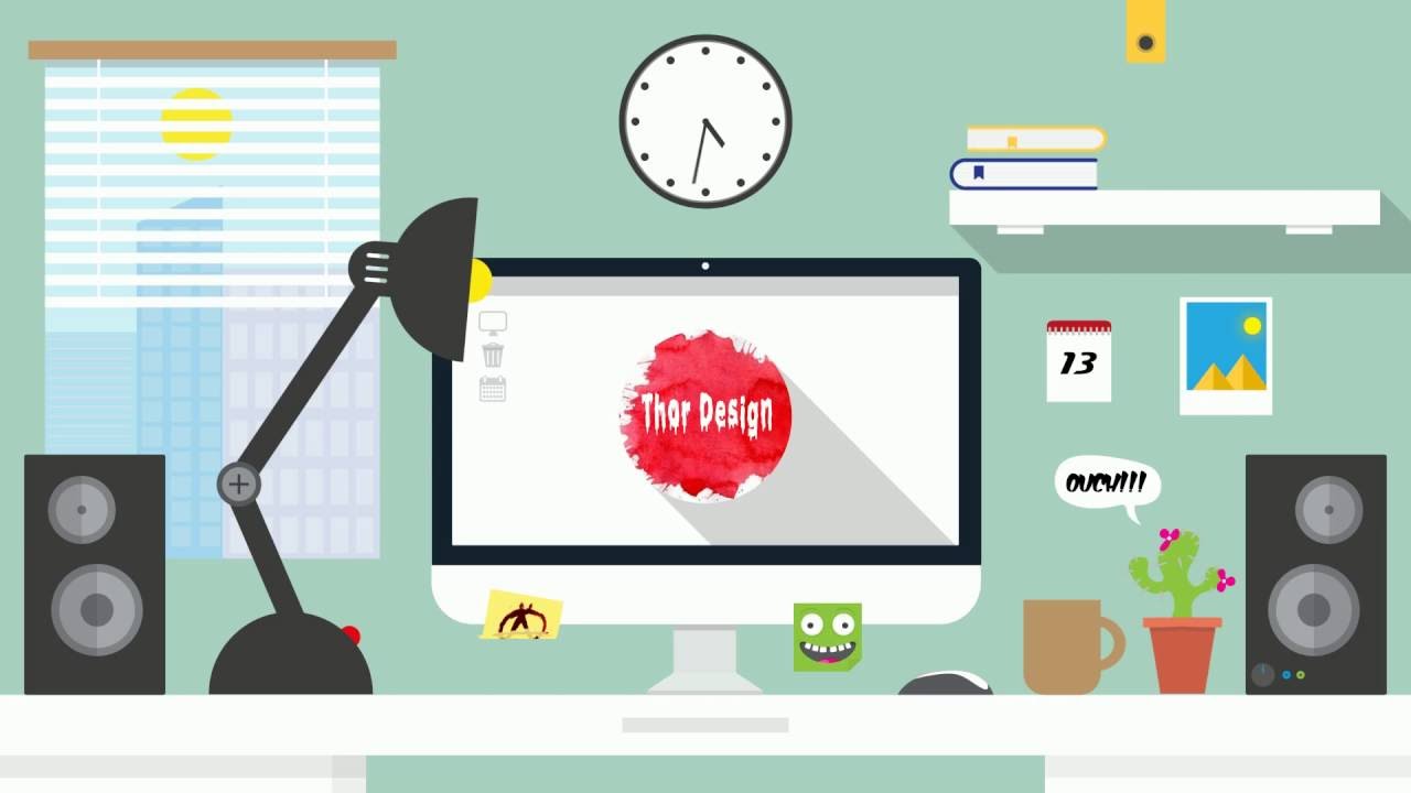 1280x720 Vector Flat Home Office Cartoon After Effect Flat Motion