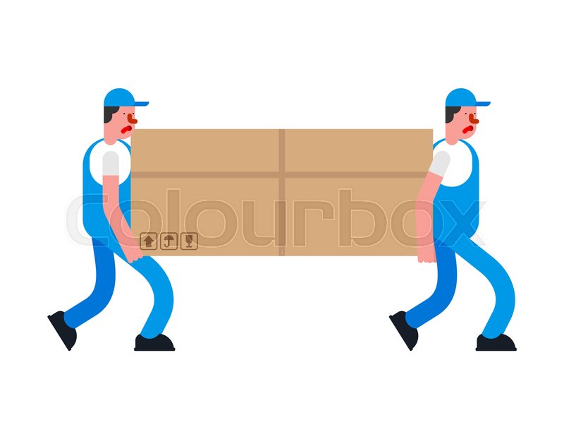 800x622 Movers And Large Box Porters Carry Stock Vector Colourbox
