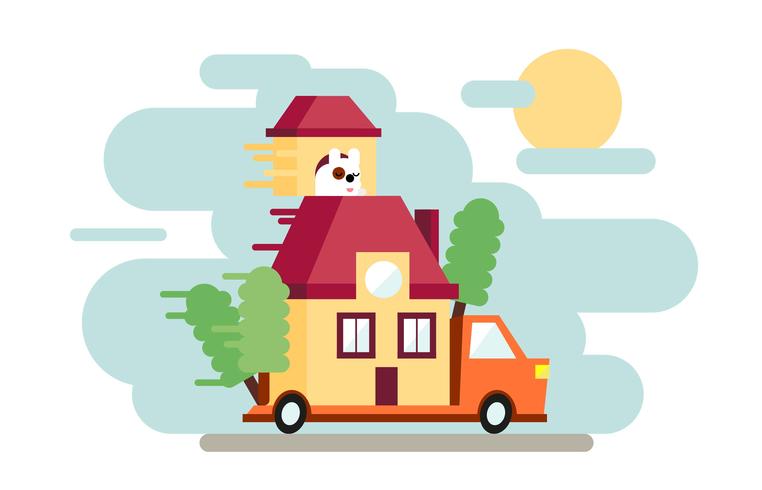 Moving Truck Flat Illustration Vector 762x490 Moving Truck Flat Illustration Vector