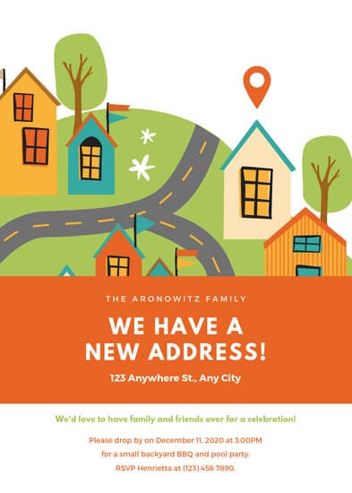 Orange Yellow House Vector Moving Announcement 393x550 Orange Yellow House Vector Moving Announcement