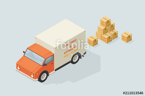 Isometric Truck And Boxes Vector Illustration Realistic Style 500x334 Isometric Truck And Boxes Vector Illustration Realistic Style