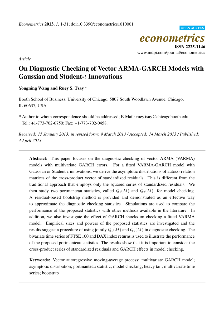 850x1202 Pdf On Diagnostic Checking Of Vector Arma Garch Models