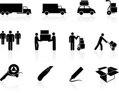 235x184 Moving Movers Black And White Royalty Free Vector Icon Set Vector