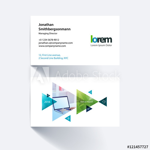 500x500 Vector Business Card Template With Moving Triangles And Arrows F