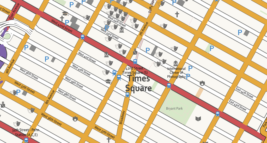 1024x547 Detailed Vector Map Of Manhattan New York City Map Illustrators