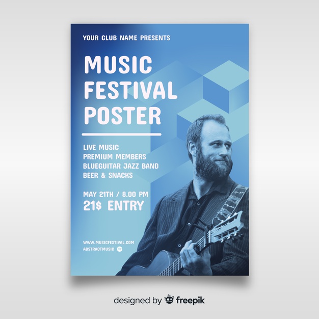 626x626 Music Festival Poster With Photo Vector Free Download