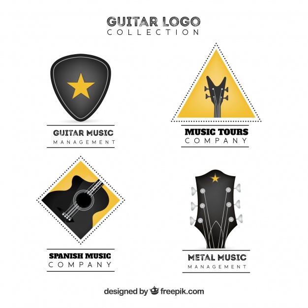 626x626 Realistic Collection Of Guitar Logos Vector Free Download