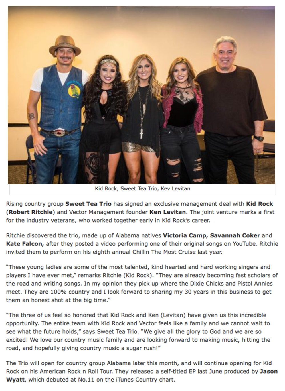 999x1372 Sweet Tea Trio Signs With Kid Rockvector Management Nashville