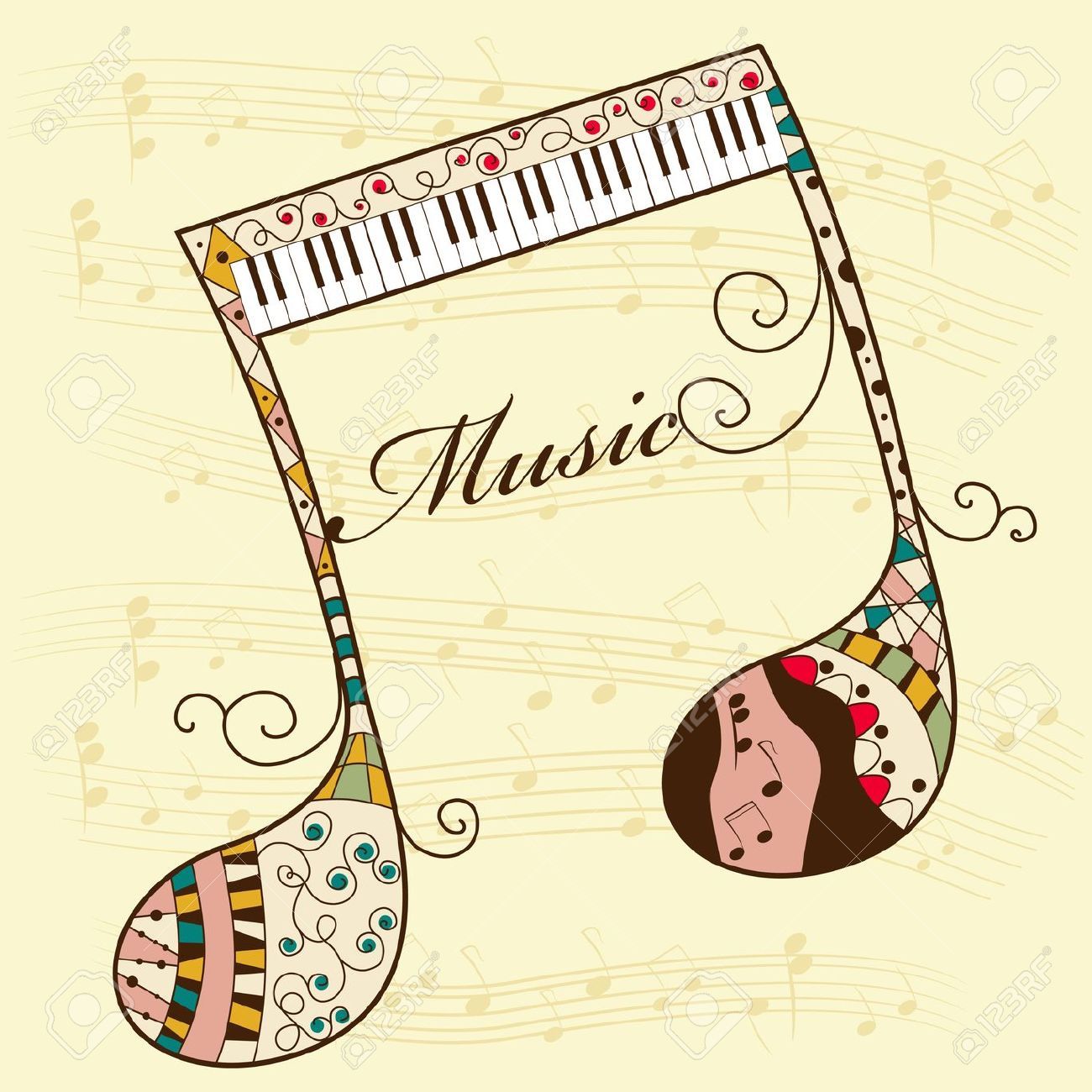 1300x1300 Notas Musicales Colores Vector