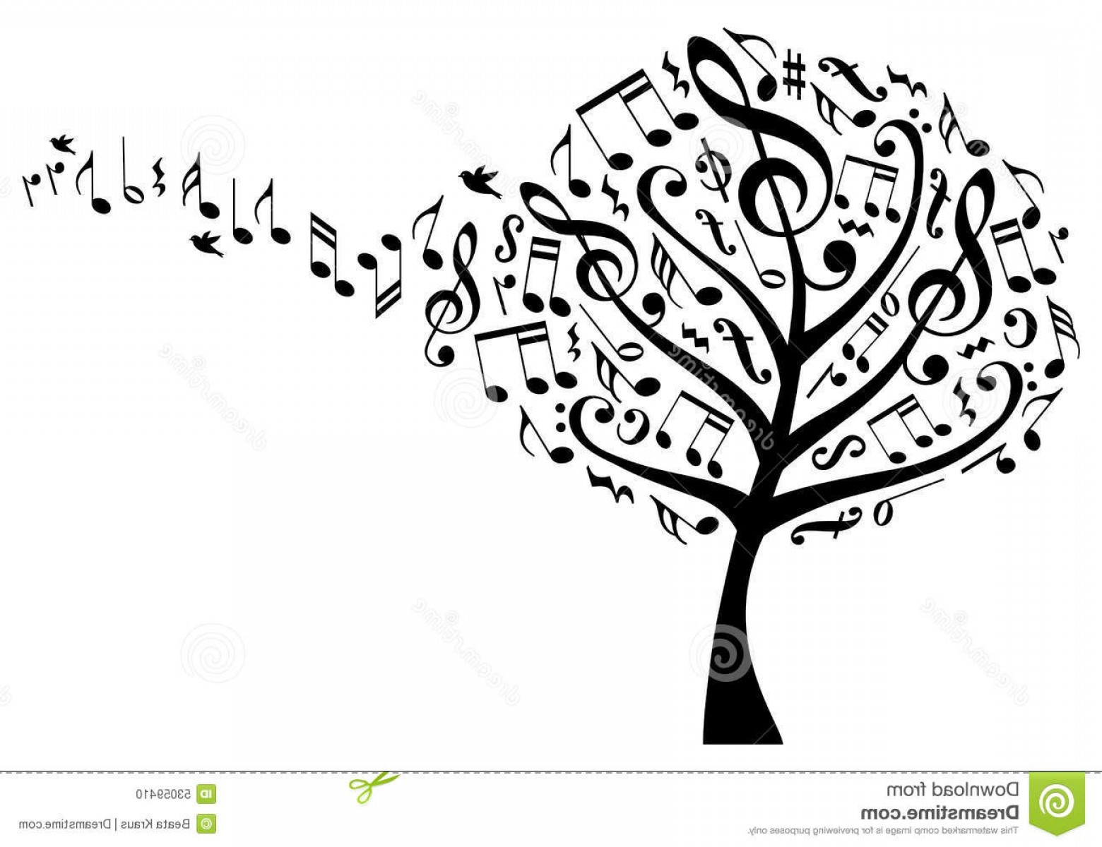 1560x1200 Stock Illustration Music Tree Notes Vector Treble Clefs Flying
