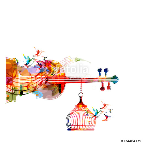 496x500 Music Template Vector Illustration, Colorful Viloncello, Creative