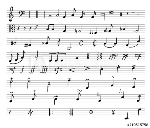 500x426 Vector Music Notes, Drawn Illustration, Musical Staff