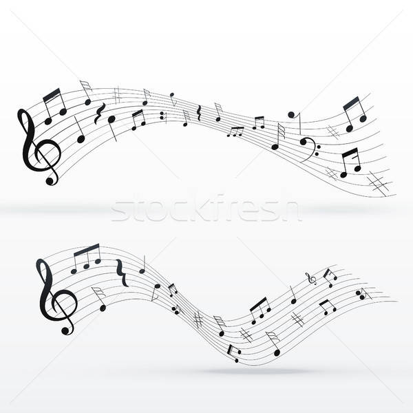 600x600 Musical Notes Wave Background Design Vector Illustration Star