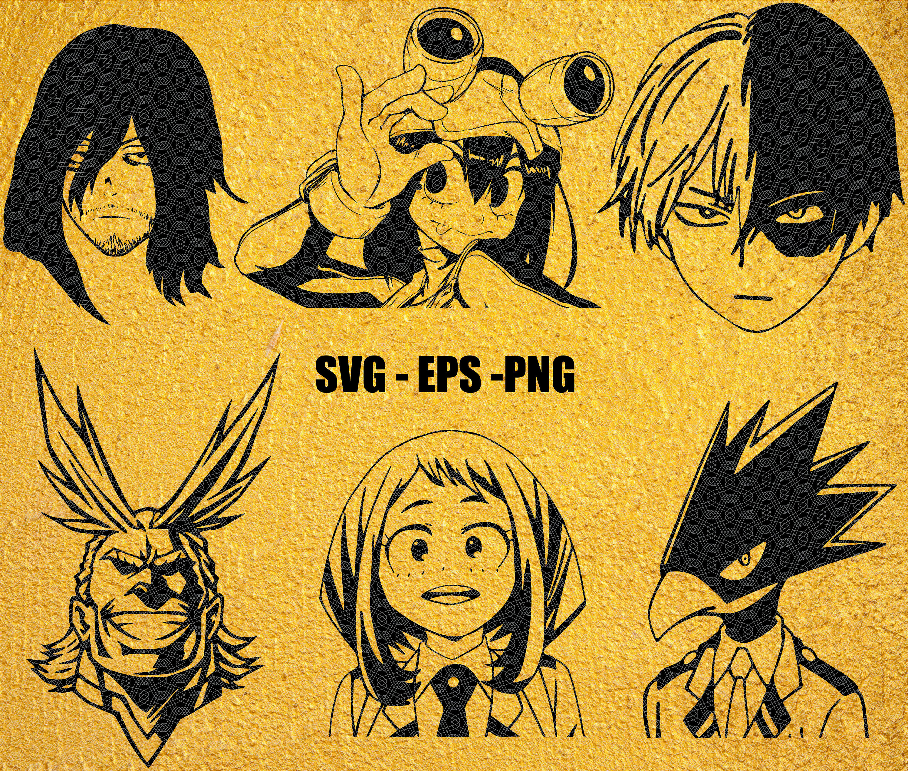 3000x2546 My Hero Academia Vector Pack Characters Silhouettes Anime Etsy